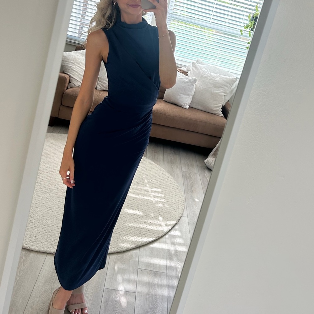 Navy Blue Sleeveless Maxi Dress